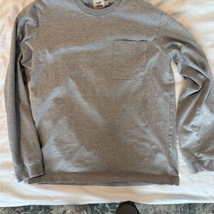 Long Sleeve American Heavyweight Pocket T-Shirt - Heather Grey